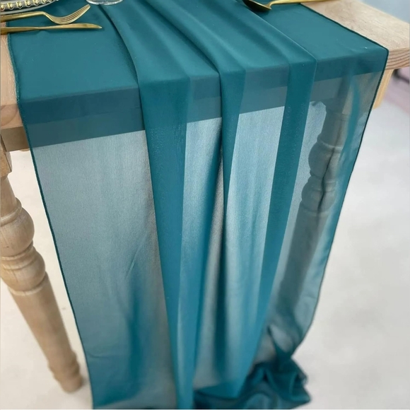 Chiffon Table Runners - Dark Teal 10pk - Picture 6 of 6